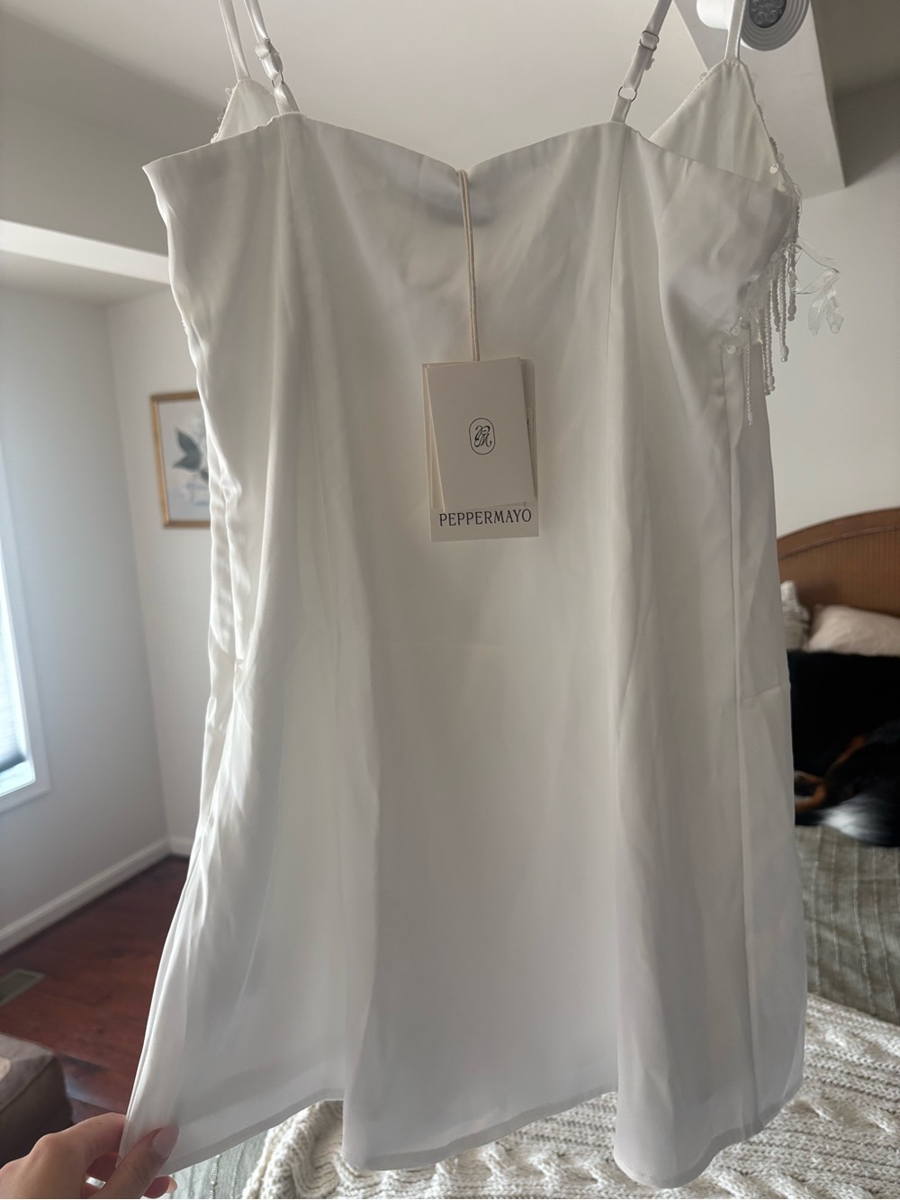 Fringe-Trim Slip Dress - White - Picture 3 of 3